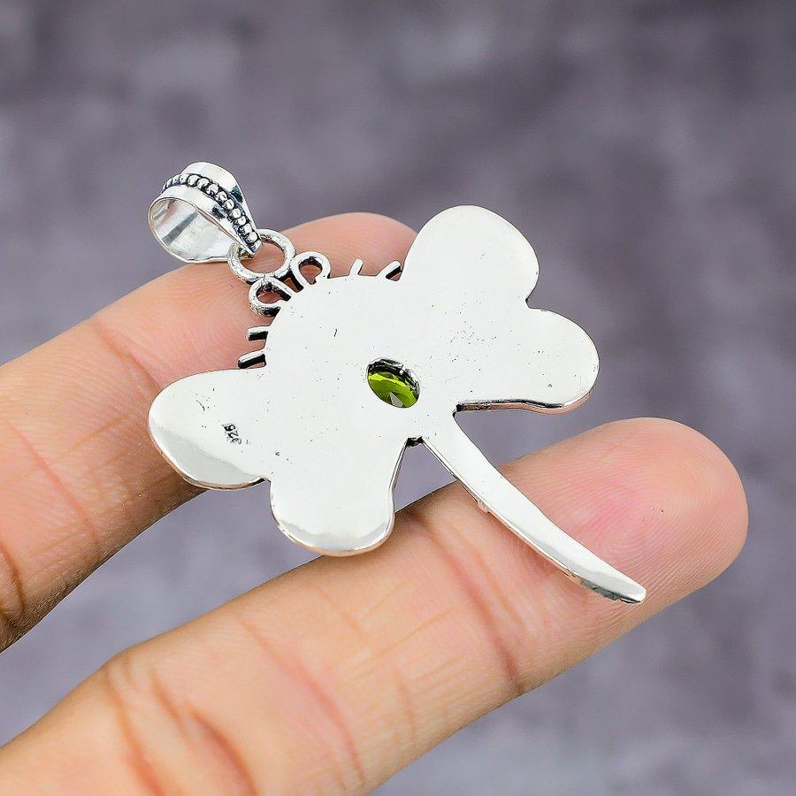 Natural Peridot Gemstone Handmade 925 Sterling Silver Gift Pendant 2.21" Z8Y85