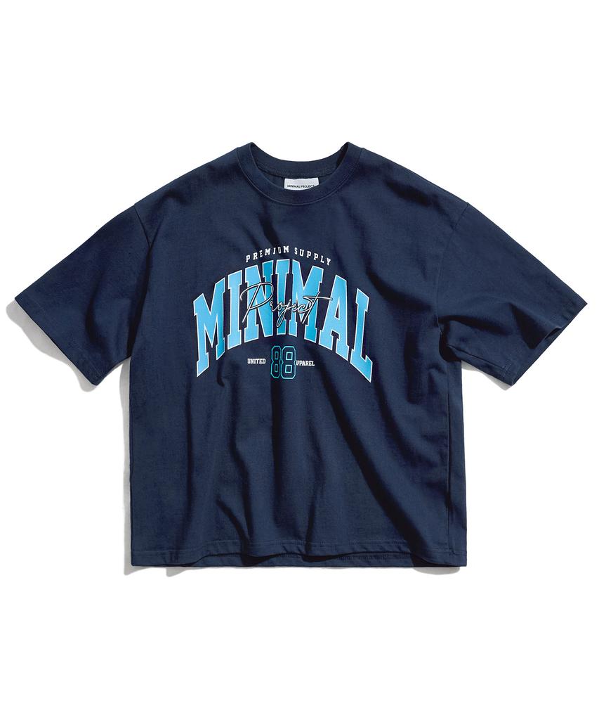 MINIMALPROJECT 88 Arch Logo Oversized Short Sleeve T-Shirt Mst150C [Navy]