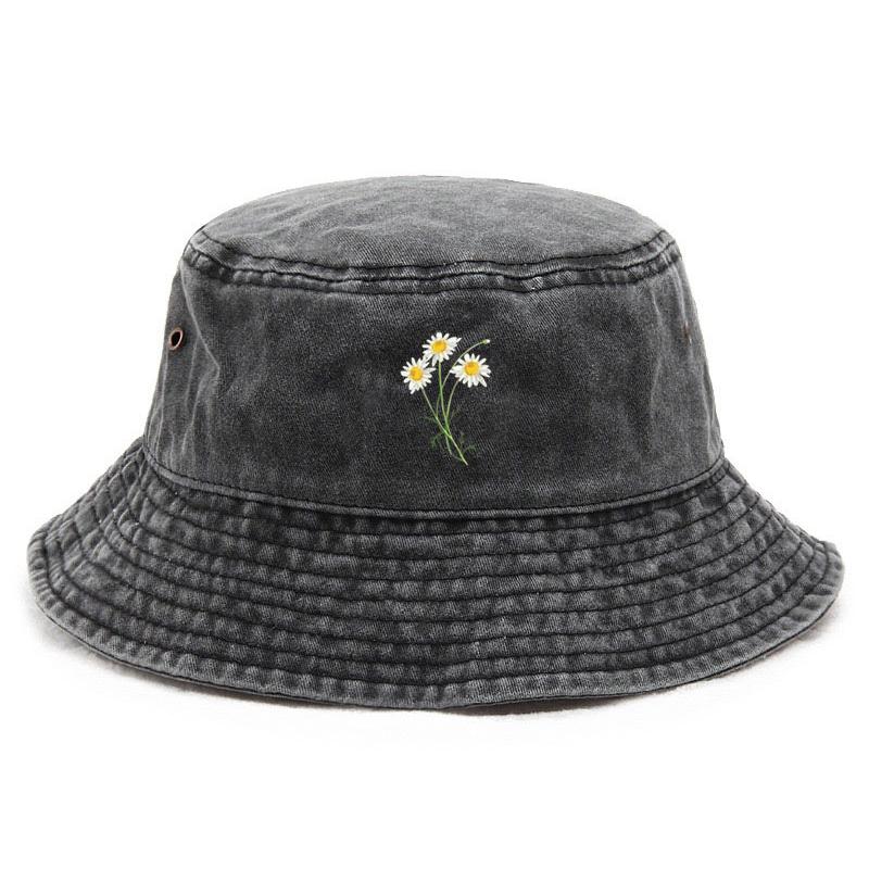 

Customize Flower Cotton Washed Bucket Hat Vintage Fishing Hat for Women Sun Protection Outdoor Garden Party Cap Bohemian Design