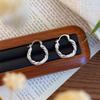 Silver Needle Geometric Heart Hoop Earrings - Retro & High-End Style for a Bold Look