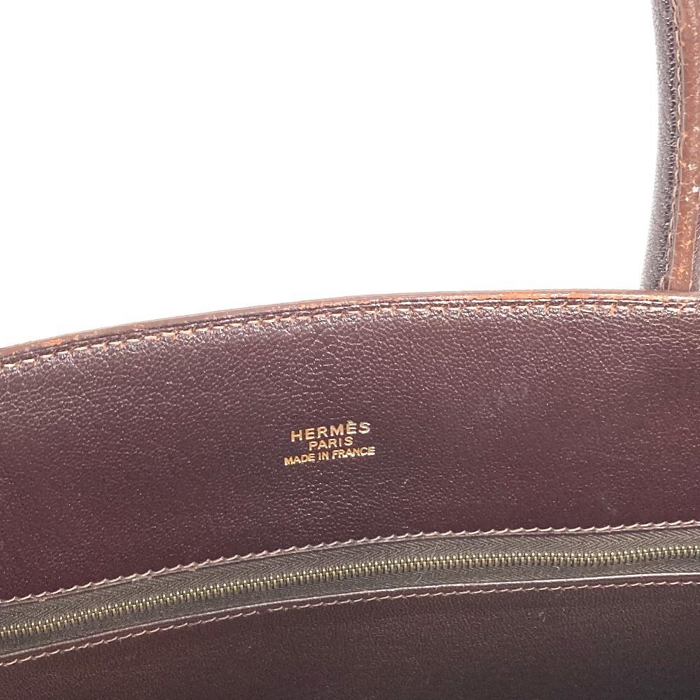 HERMES White bus GM Hand Bag Shoulder Bag Tote Bag Coromandel Brown