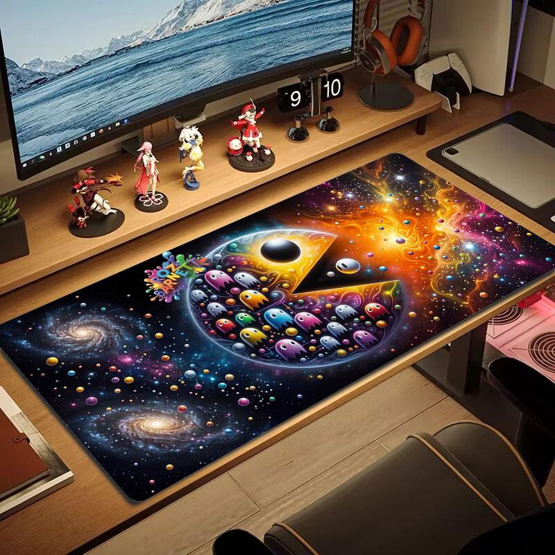Pac-Man Large Size Mouse Pad Large Gaming Table Cushion Non-slip Laptop Tablet Big Mousepad XXL Mat Mini PC Playmat With Lock Edge