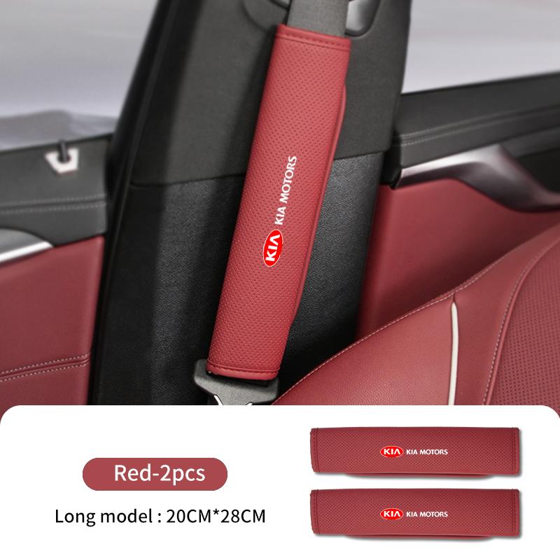 URDV7 Leather Car Logo Seat Belt Cover Shoulder Protective Interior Accessories For KIA Sportage Rio Ceed Niro Soul Stonic Picanto