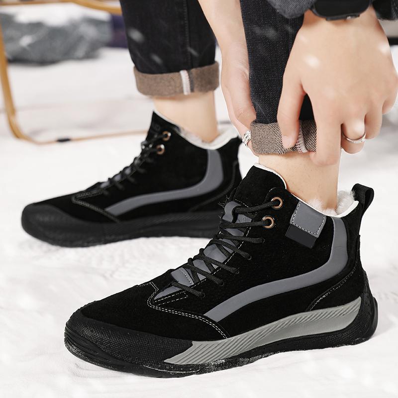 Модные мужские уличные ботинки зимняя мужская обувь теплые меховые зимние ботинки — фото 6