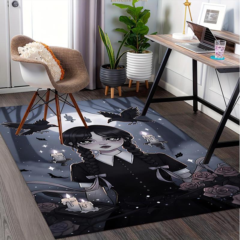 Wednesday Charming Gothic Office Chair Mat: Perfect for Home Decor, Office Use, and Gifts - Featuring Raven, Candle, and Rose Designs!.12232