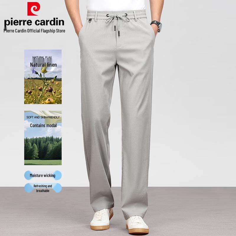 Pierre Cardin Men's Linen Modal Blend Straight-Leg Casual Pants