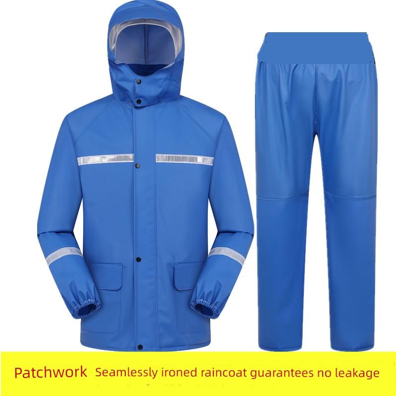 Raincoat and Rain Pants Set for Men, Thickened Long Style, Full-Body Split Design, Suitable for Electric Bike Riding, Adult Heavy Rain Protection