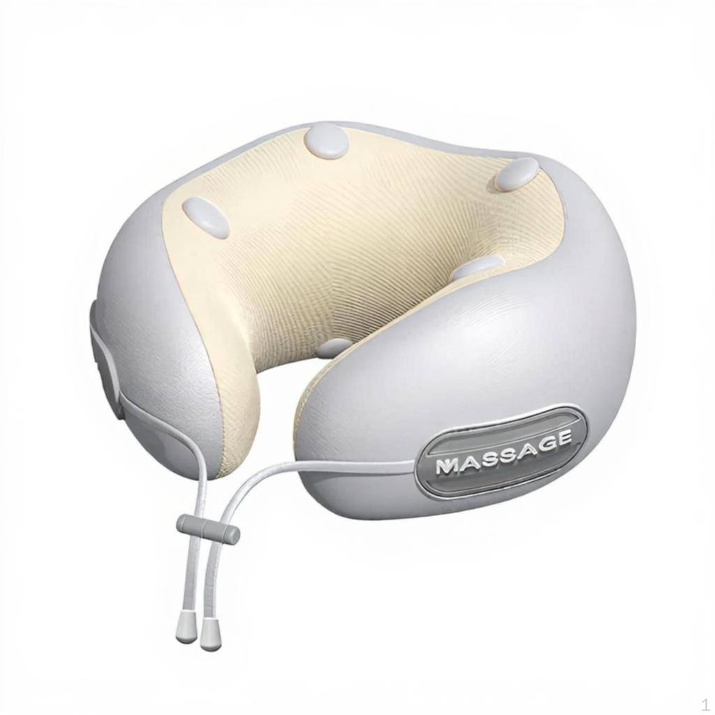 Electric UShaped Neck Massager Pillow, Memory Foam, Portable, Rechargeable, Kneading, Heat Therapy,