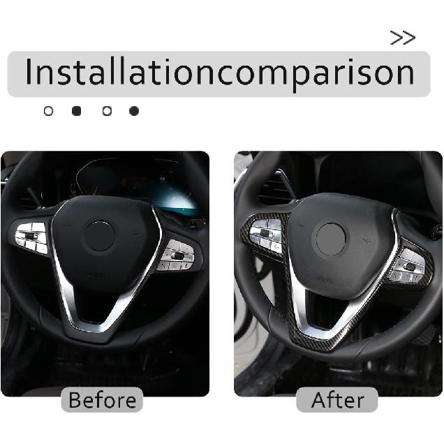ABS Car Interior Steering Wheel Frame Cover Trim Sticker for BMW 3, 5, 7, 6 Series GT X3 X5 X7 G01 G05 G07 G20 G30 G11 Luxury 2019-2020 (Carbon