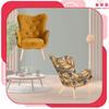 Scandinavian Wing Chair Luna Print Duo Family Furniture Gold Yellow Comfortable