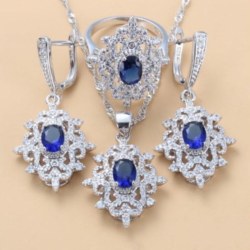 Gem Set Jewelry Pendant Earrings Necklace Ring Lady Set