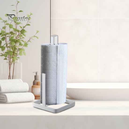 Držák na role papíru s protiskluzovou stabilní základnou, robustní držák na papírové ručníky z nerezové oceli, moderní stojanový dávkovač na pracovní desku