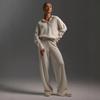 Women's Polo Neck Long Sleeve Loose Fit Top Wide Leg Long Pants Two Piece Set