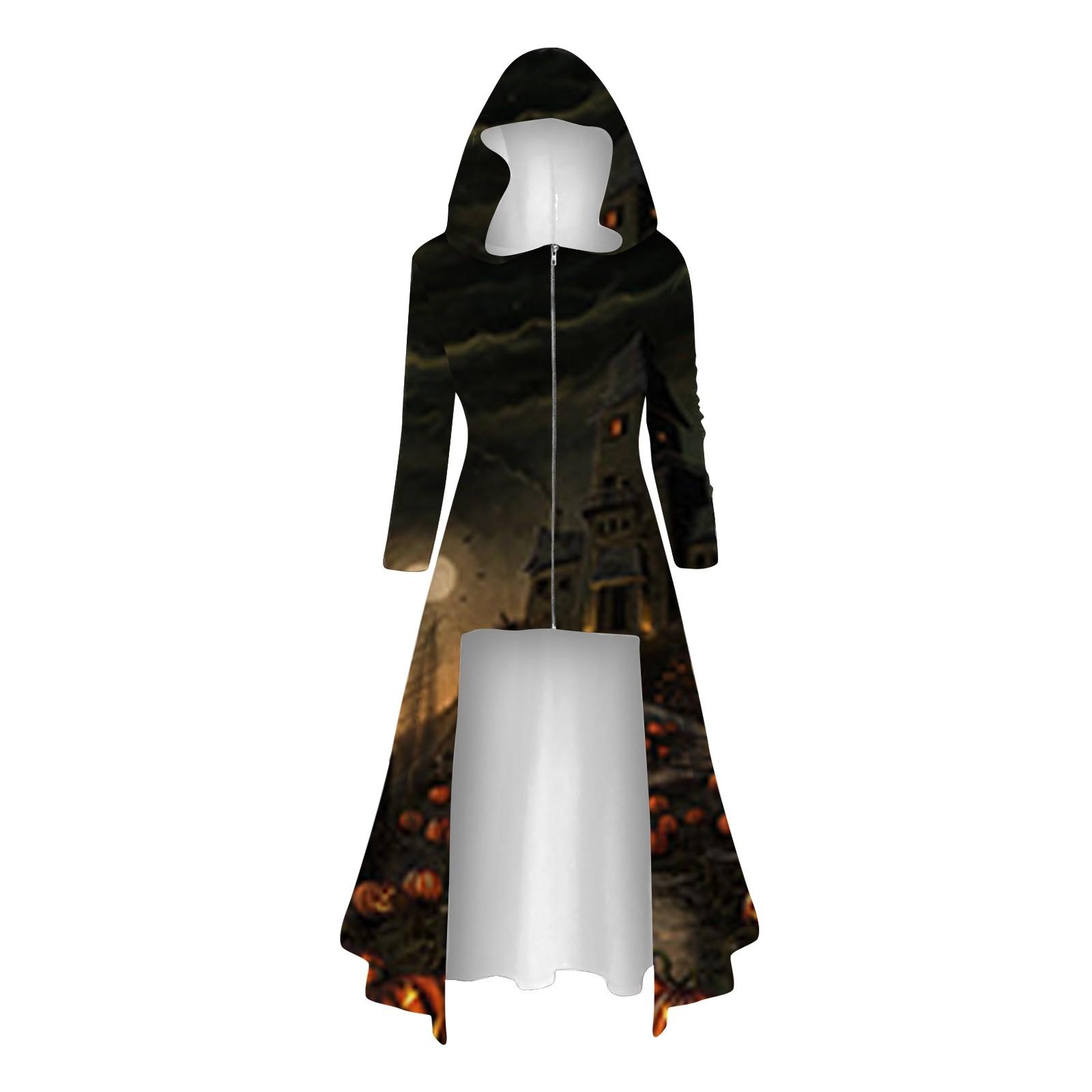 Модные женские топы на Хэллоуин с длинными рукавами и длинными капюшонами — фото 3