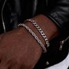 2 szt. Męskie Bransoletki Łańcuszkowe, Stal Nierdzewna Srebrny Złoty Czarny Kolor Skręcany Sznurek Bransoletka na Nadgarstek, Modne Łańcuchy Cuban Link Prezent