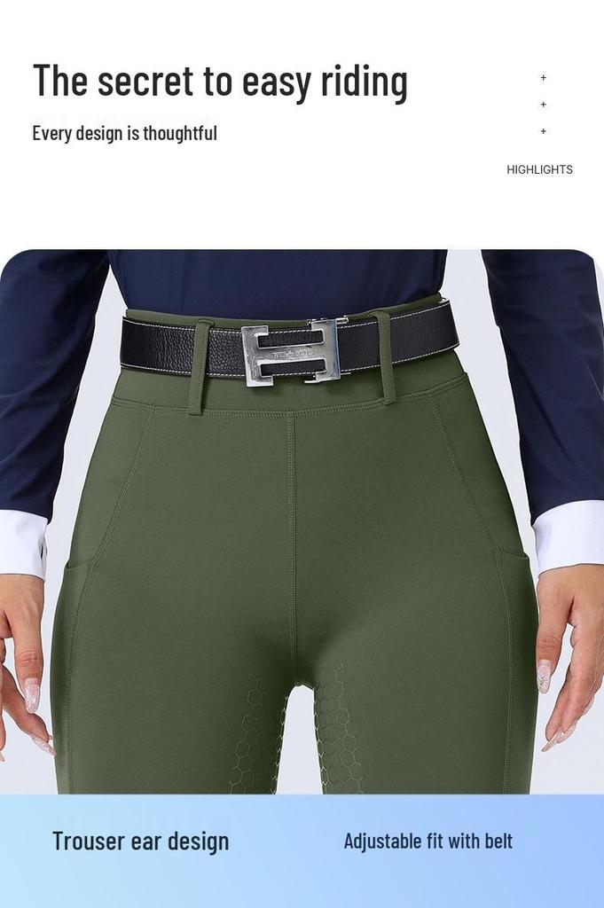 Damen Reithosen mit Vollbesatz aus Silikon: Hochtaillierte, rutschfeste, verschleißfeste Reithosen mit Taschen