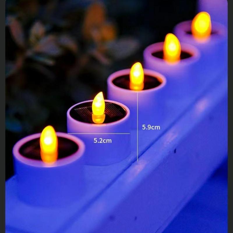 6Pcs Solar LED Candle Lamp Outdoor Waterproof Night Lights Garden Decoration Balcony Decor Halloween Candle Lamp Garden Lights