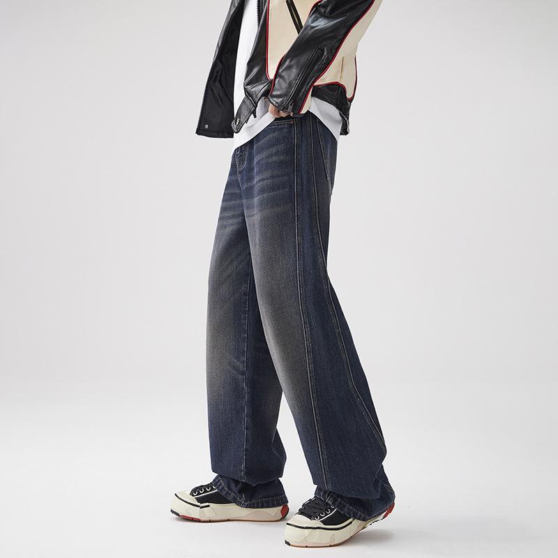 Retro Wash Jeans Men and Women Same Style Loose Draped Wide-leg Trousers