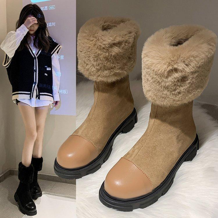 Snow Boots Women's Short Boots Children Winter Plus Velvet Cotton Shoes Ankle Boots Winter Thick Bottom Tube
