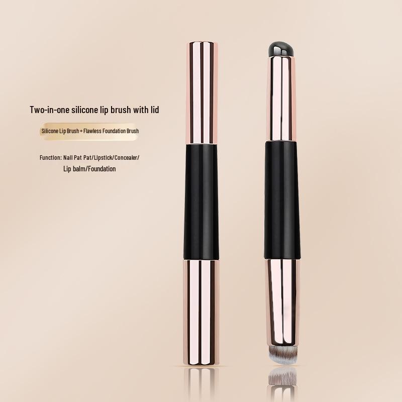 Dual-Ended Silicone Lip and Concealer Brush with Lid - Multifunctional Makeup Tool