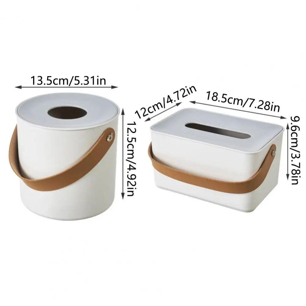 Round/Square Portable Tissue Box with Handle Drop-resistant Round Napkin Holder Rounded Edge Dust-proof Toilet Paper Case