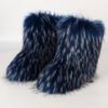 Flat heel high top warm winter furry boots deep mouth round head medium tube imitation fox fur snow boots women