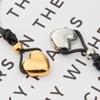 Glossy Heart Necklace with Black Wax Cord, Adjustable 18K Gold-Plated Titanium Steel for Women