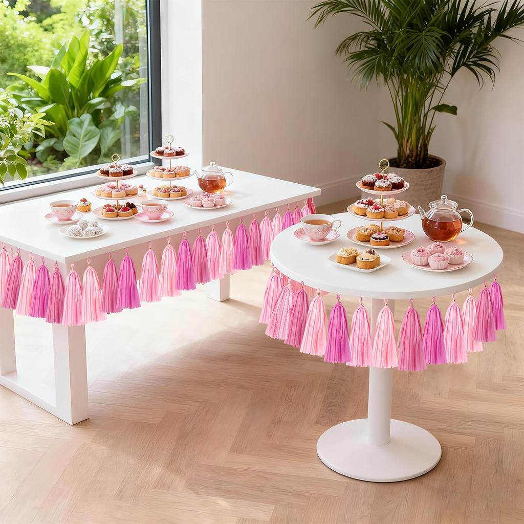 20PCS Tissue Paper Party Pink Tassel Garland Tassel DIY Paper for Party Decoration Birthday Banner Festivals Baby Showers 14inch