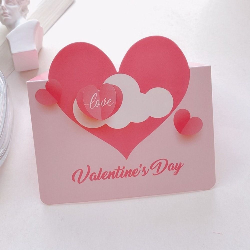 10Pcs New Heart-shaped Greeting Cards Blank Foldable Gift Card Handwritten Message Cards Valentines Day