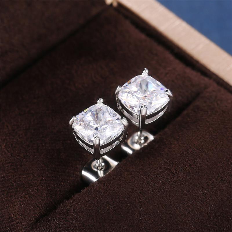 CopperCubic Zirconia Stud Earrings for Women 5 Colors Dazzling CZ Simple Versatile Wedding Band Earring Jewelry