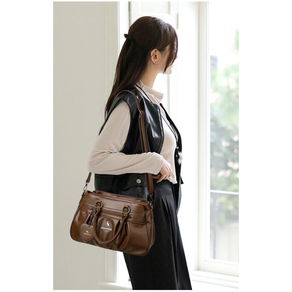  Tote Bag Women Faux Leather Multi Compartment Daily Casual