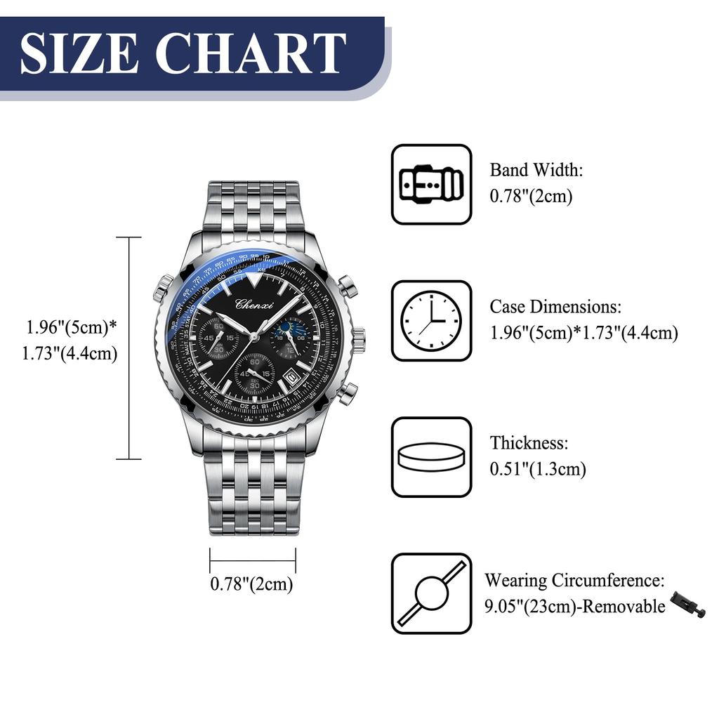 Men's Stainless Steel Watch with Calendar, Analog Display, 3ATM Water Resistance, Small Seconds, Luminous Quartz Movement, Silver, Fashion Accessory