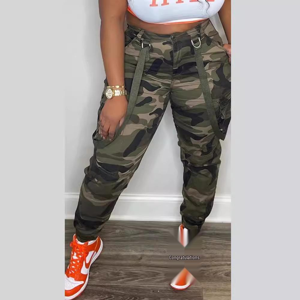 Salopetă Camuflaj cu Șnur la Glezne, Modă Stradală 2023