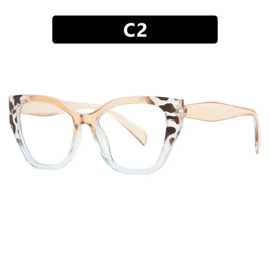 New Women Fashion Cat Eye Glasses Frame Trend Retro Flat Mirror Splicing Anti Blue Light Eyeglasses Man Decorative Plain Eyewear