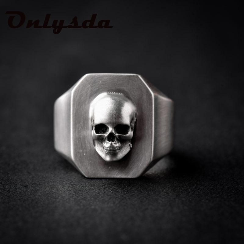 Dropshipping Men's Calvarium Skull Ring Gothic 316L Stainless Steel Biker Ring Motorcycle Band Jewellery Party Gift OSR734
