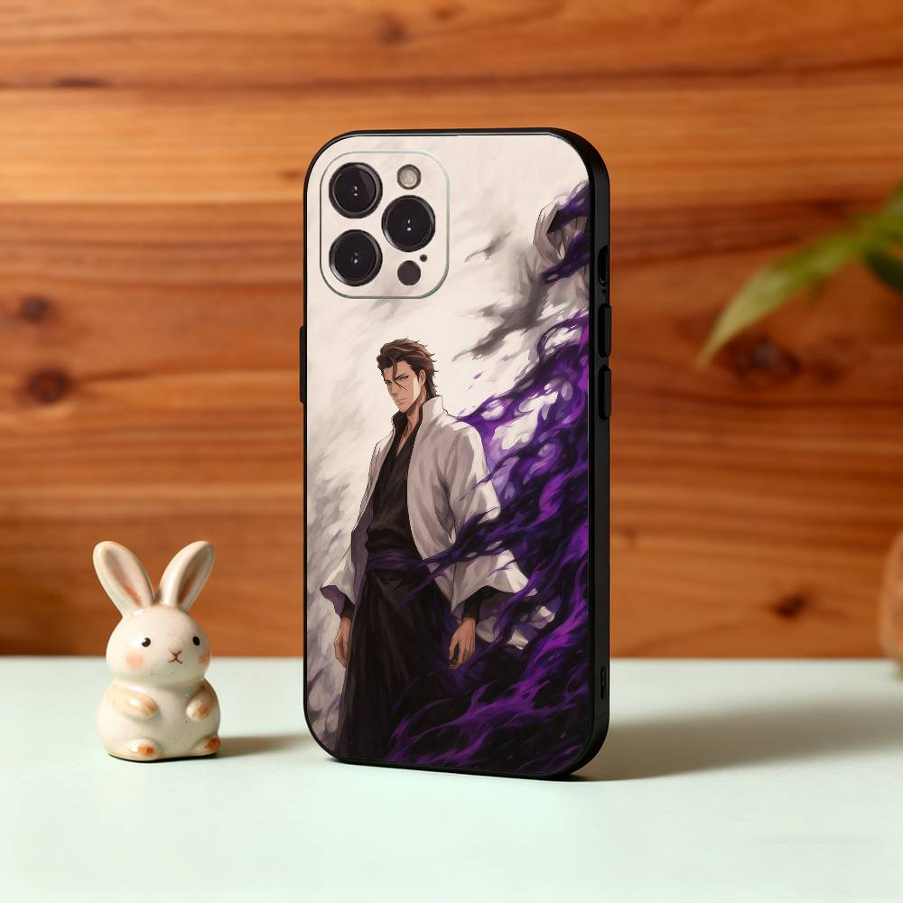 B-Bleach Anime Aizen Phone Case For iPhone17,16,15,14,13,12,Plus,Pro Max, 5G Others Soft Black Cover