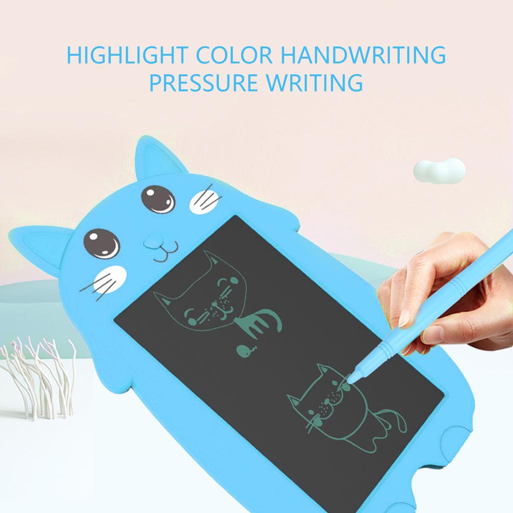 9in LCD Writing Tablet Cartoon Cat Digital Drawing Board with AntiErasing Lock for Children(Blue )