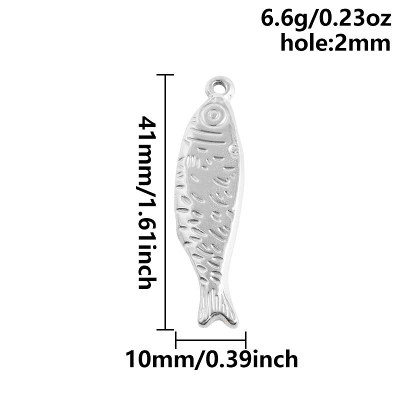 6pcs Different Bone Tail Fish Charm Ocean Animal Pendants Stainless Steel Charms For Jewelry Making Supplies Handmade Materials