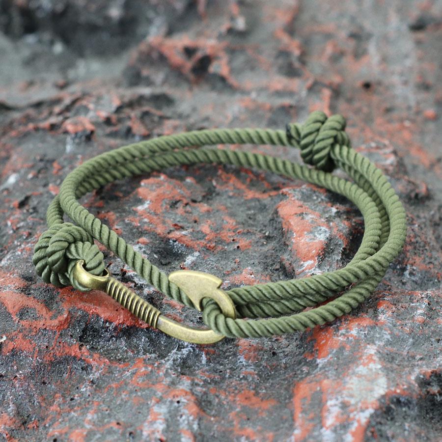 Vintage Fish Hook Boat Anchor Men Bracelet Casual Adventure Accessories Male Double Layer Adjustable Jewellery Gift