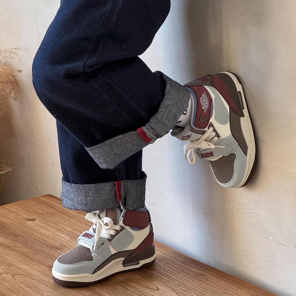Autumn 2025 Kids' High-Top Running Shoes: Boys' Casual Sports & Girls' Trendy Korean-Style Basketball Sneakers