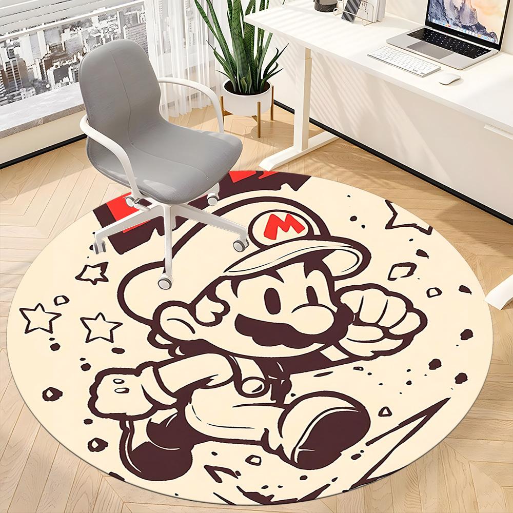 1PC Mario Adventure Office Round Area Rug, Indoor Mat Suitable For Office, Under Office Chairs Bedroom Living Room Home Decor DT1212027
