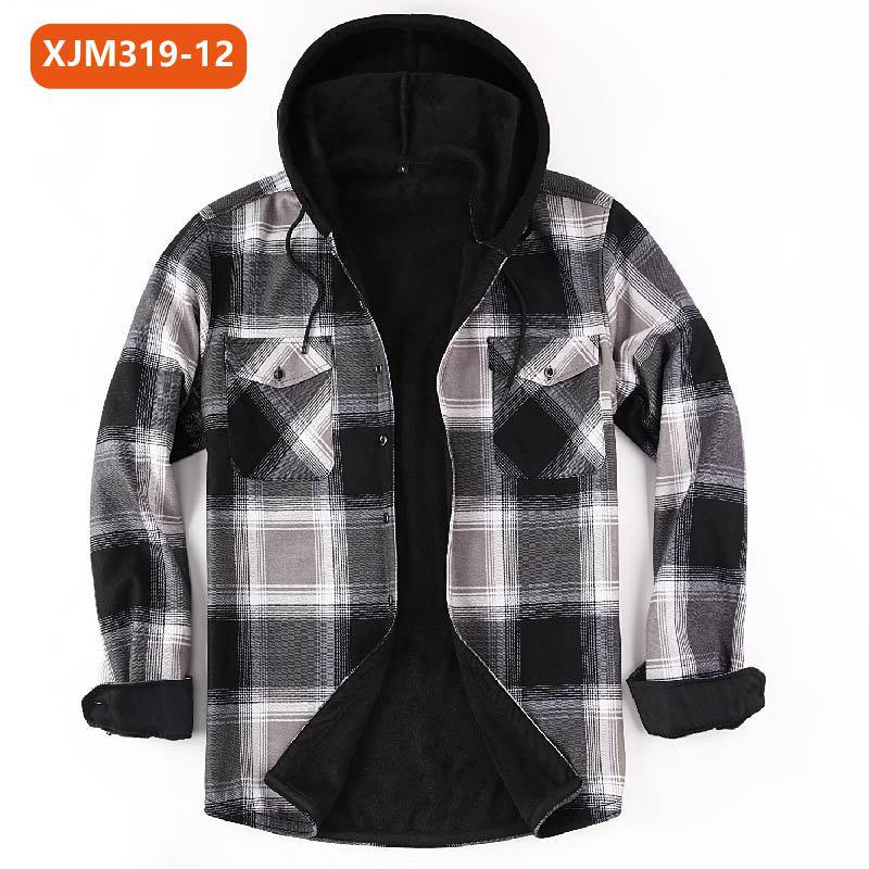 Camisa de Cuadros con Capucha y Capas para Hombre - Cálida Gruesa de Manga Larga para Otoño e Invierno