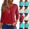 Women's T Shirt Tee Print Button 3/4 Sleeve Daily Weekend Fashion Basic V Neck Regular Top