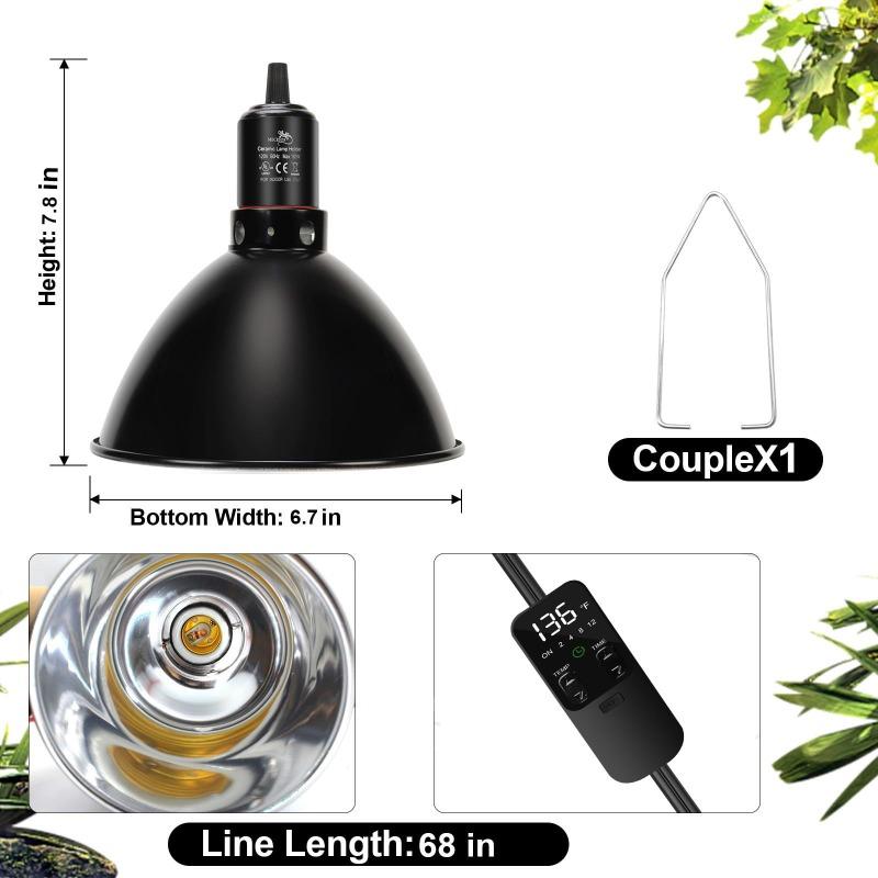 Reptile Heat Lamp Dome 85 Inch with Thermostat Control for Terrarium Lighting Amphibian Habitat Accessories