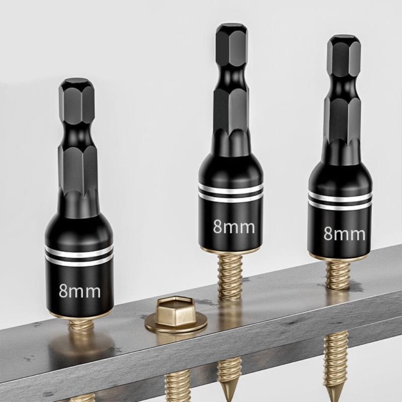 8mm 5/16" Hexagonal Shank Magnetic Power Nut Driver Set Impact Socket Adapters Bit Extension