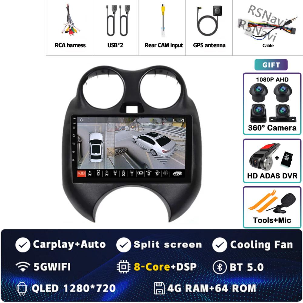 Android 14 Car Radio For Nissan March K13 2010 2011 2012 2013 Player Multimedia Navigation Stereo CarPlay Auto Video BT WIFI+4G