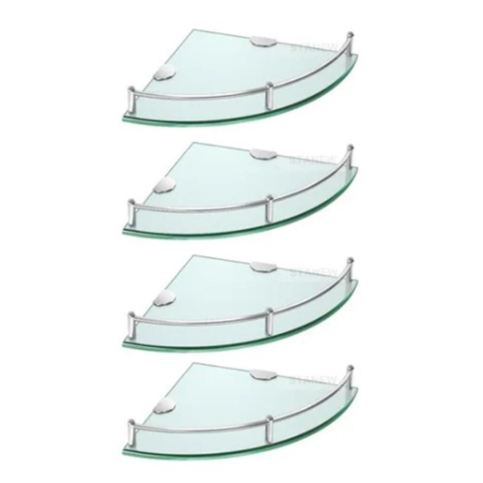 

4 шт. Скляна кутова полиця настінна для ванної кімнати, полиця-органайзер для душу з кронштейнами з алюмінієвого сплаву