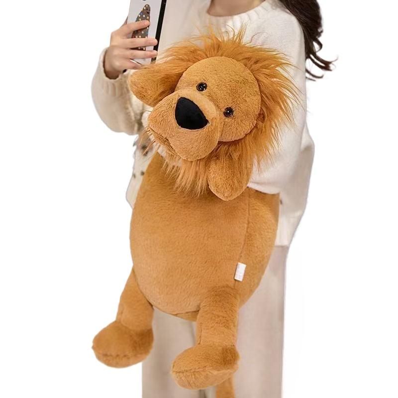 Kawaii Lion Plush Toy Long Sleep Pillow Cute Soft Stuffed Lions Fluffy Doll Sofa Cushion Nap Sleeping Plushie for Birthday Gift