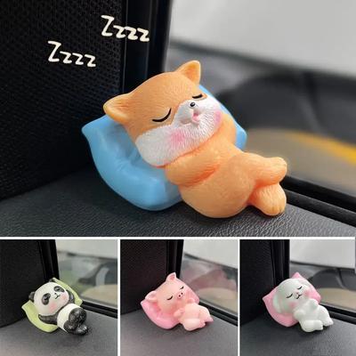 Schlafende Tiere Auto Mittelkonsole Harz Ornament Innentür Schwein Kaninchen Panda Kissen Niedliche Auto Dekoration Zubehör Innen