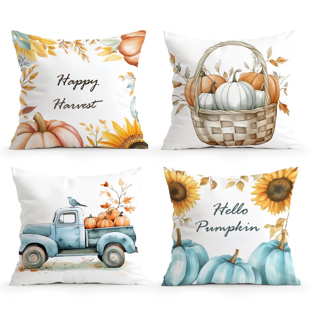 Autumn Harvest Of Pumpkins Cushions Pillowcase Polyester Cushion Cover Throw Pillow Sofa Decoration Pillowcover Home Car Decor